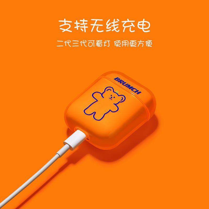 适用AirPods pro保护套1/2代硅胶苹果耳机套荧光airpods2无线耳机 AirPods1/2代通用 可爱女孩