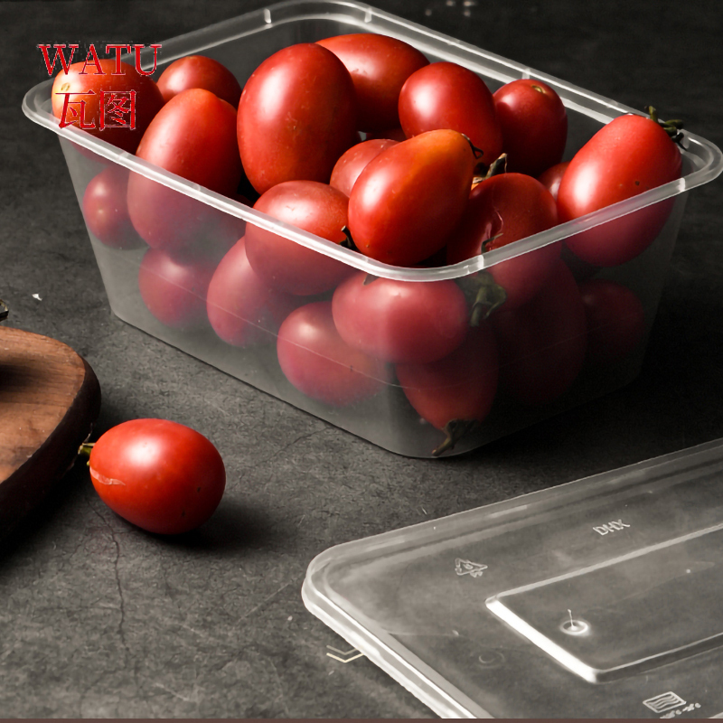 瓦图 一次性饭盒快餐外卖打包盒PP塑料餐盒方形1000ml 300个装高清大图