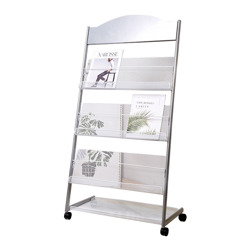 翌嘉YJ4122818 杂志架展示架报置物架收纳落地报纸报刊架 三层银色 630*360*1280