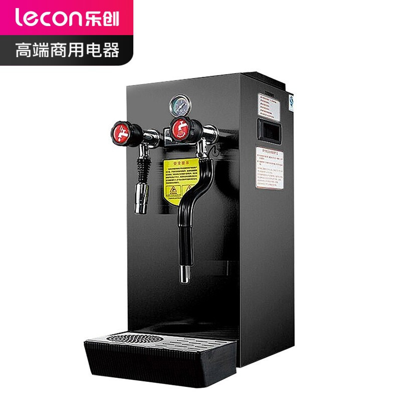 乐创(Lecon)蒸汽开水机奶泡机商用奶茶店开水器热水机烧水器大容量全 10L蒸汽机商用奶泡机 银色