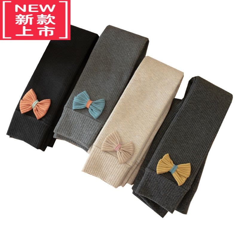 可莉允秋冬季女童加厚加绒打底裤儿童保暖磨毛大蝴蝶结九分裤小中童长裤保暖裤图片