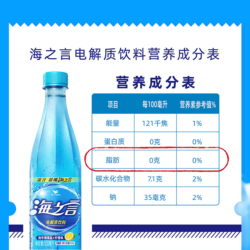 统一海之言电解质水500ml*10瓶功能性运动饮料解渴补充维生素饮料高清大图