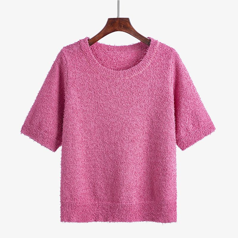 美动态大码女装纯色圆领短袖t恤女2022夏季200斤胖mm显瘦针织上衣