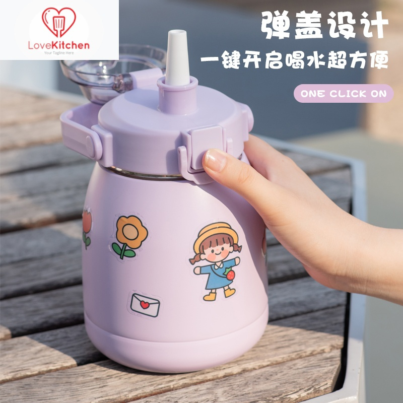 保温杯大容量316儿童学生水壶便携高颜值吸管水杯网红大肚杯子女好养