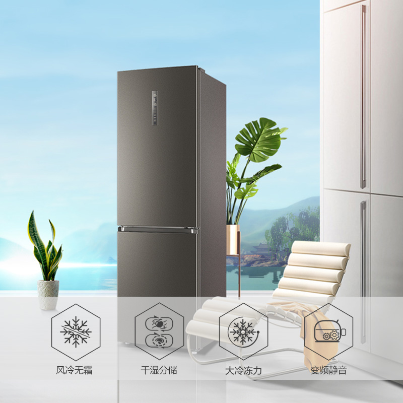 海尔(Haier)BCD-350WDPG 350升双门冰箱 变频干湿分储 抽屉式 风冷无霜 两门家用电冰箱高清大图
