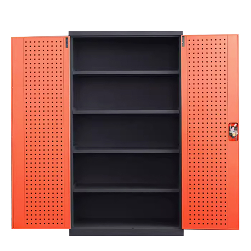 阿拉贡重型工具柜加厚物件工具储物柜工厂铁皮柜汽修厂零件收纳柜橘色五层带挂板高清大图