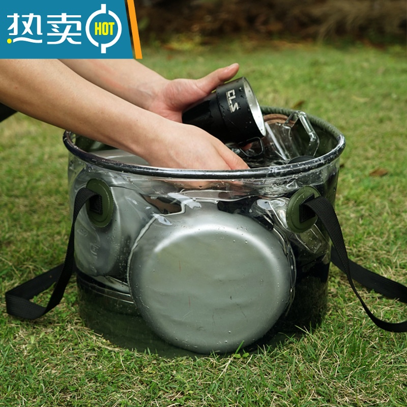 敬平折叠水桶户外钓鱼车载便携式露营大容量储水箱家用洗车旅行美术桶 黄色10L高清大图