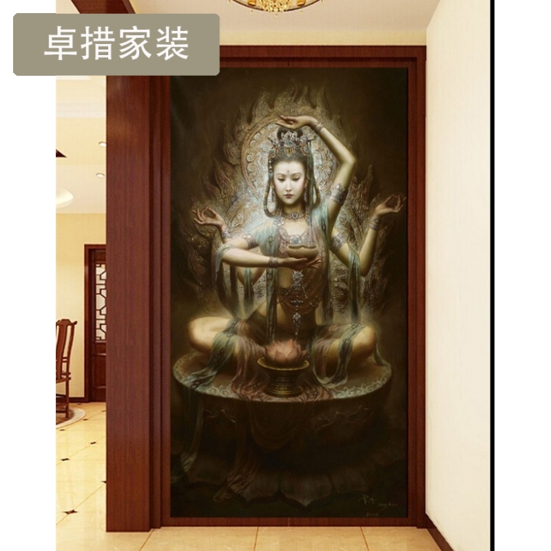 定制 无缝大型壁画壁纸墙纸电视沙背景 敦煌莫高窟飞天仙女佛教壹德壹高清大图