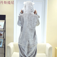 加厚法兰绒恐龙连体睡衣男女秋冬季成人卡通动物熊猫珊瑚绒家居服