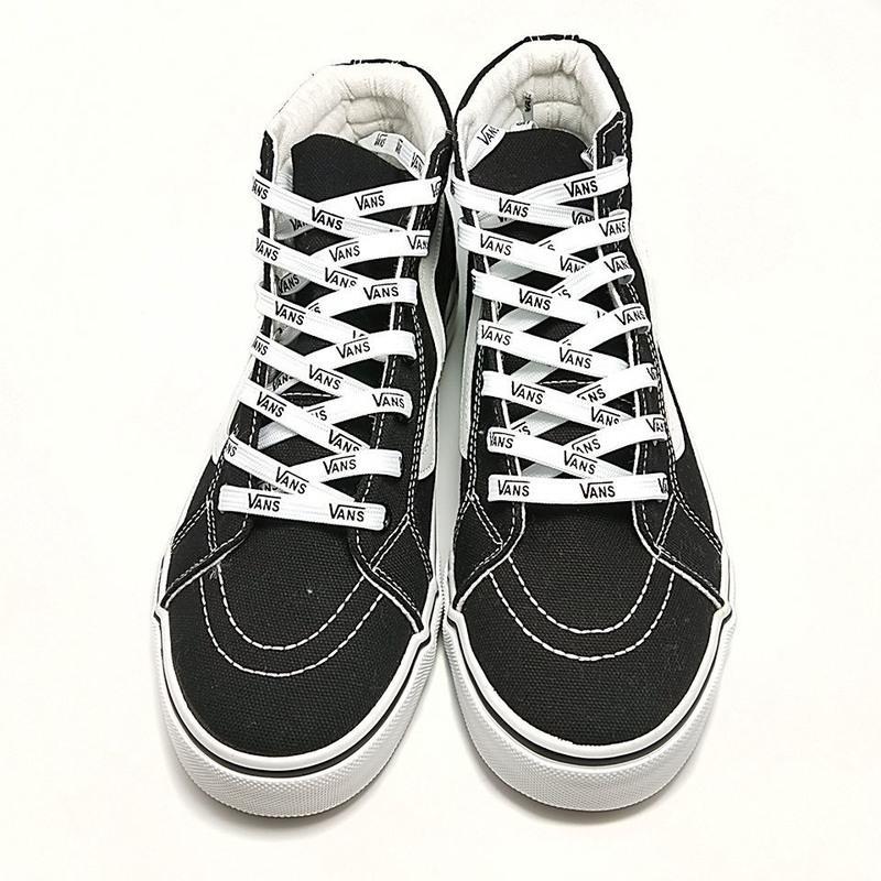适配男女vans原装帆布鞋高帮低帮字母潮流鞋扁白色黑色万斯扁鞋带黑色