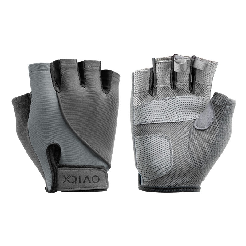 小米有品同款健身手套男女撸铁单杠防起茧防滑运动半指训练 烟灰色 s