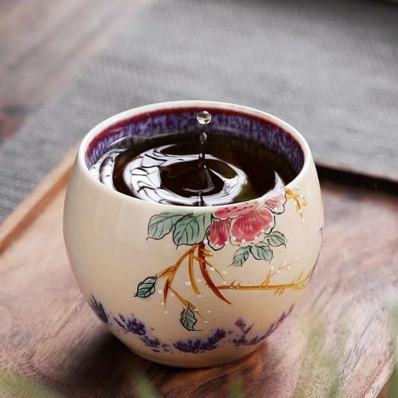 苏宁放心购钧窑手绘主人杯 窑变茶杯功夫茶具单个杯子纯手工女士个人杯