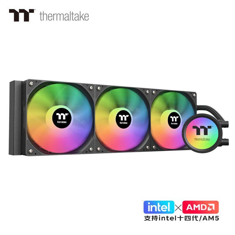 TT枭龙360 一体式CPU水冷散热器 黑色(ARGB风扇/360冷排/支持LGA1700)台式电脑CPU散热器