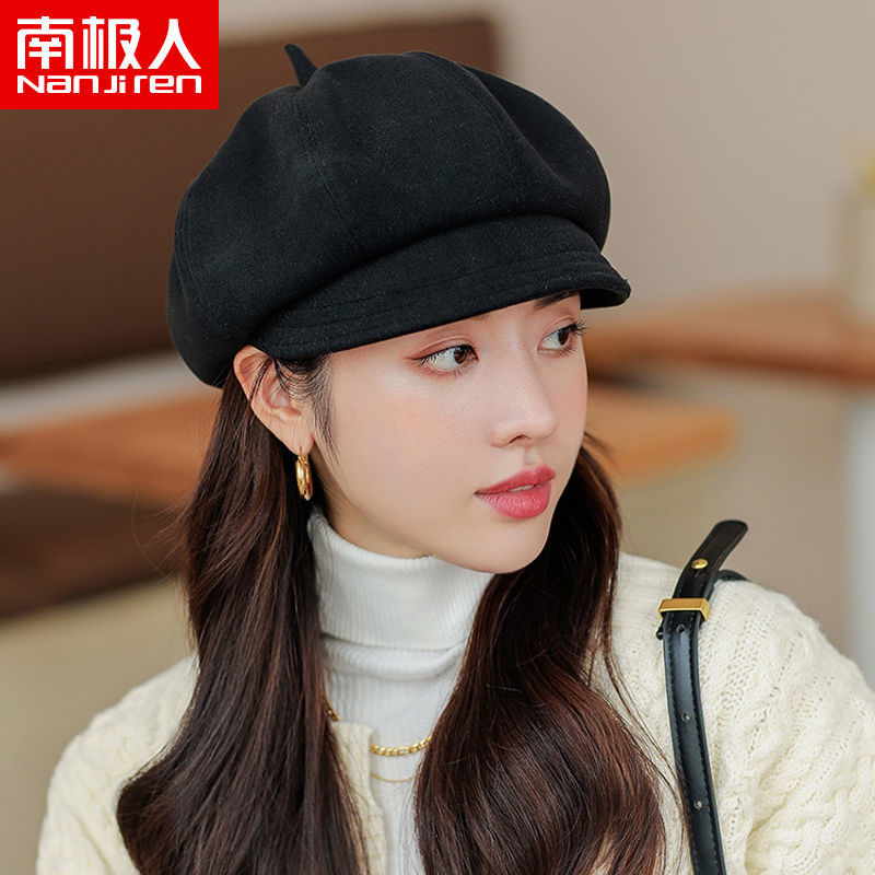 【南极人】贝雷帽女秋冬季韩版日系百搭鸭舌帽子ins网红潮八角帽高清大图