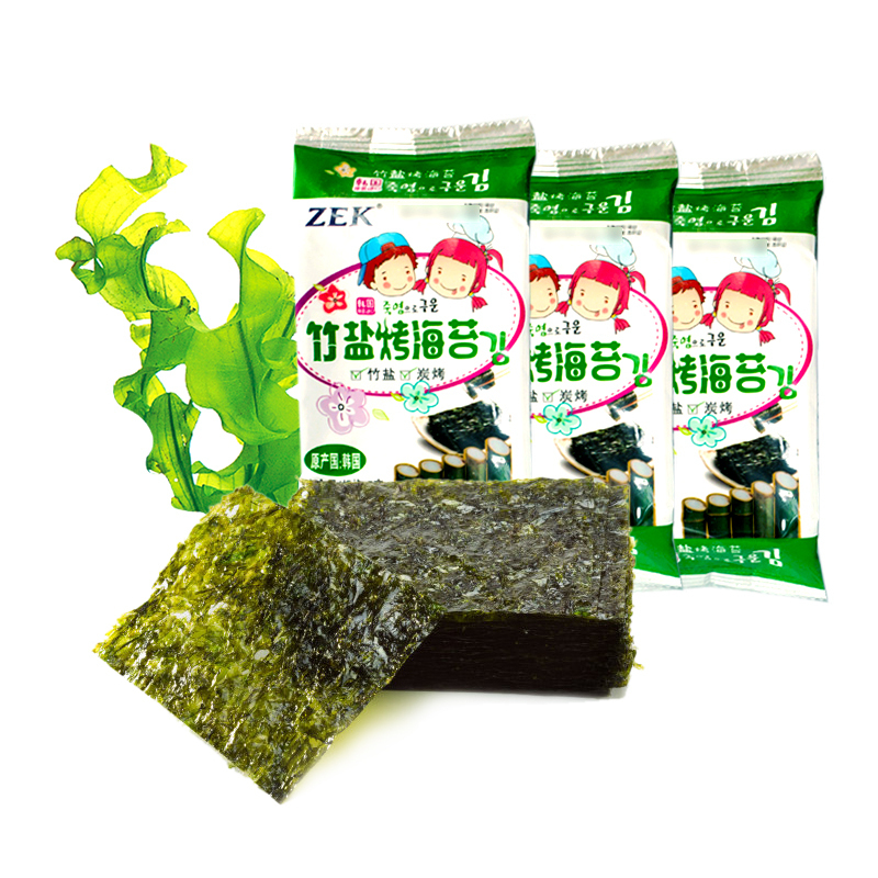 韩国进口 ZEK竹盐烤海苔15g(5g*3) 即食紫菜儿童零食 进口食品