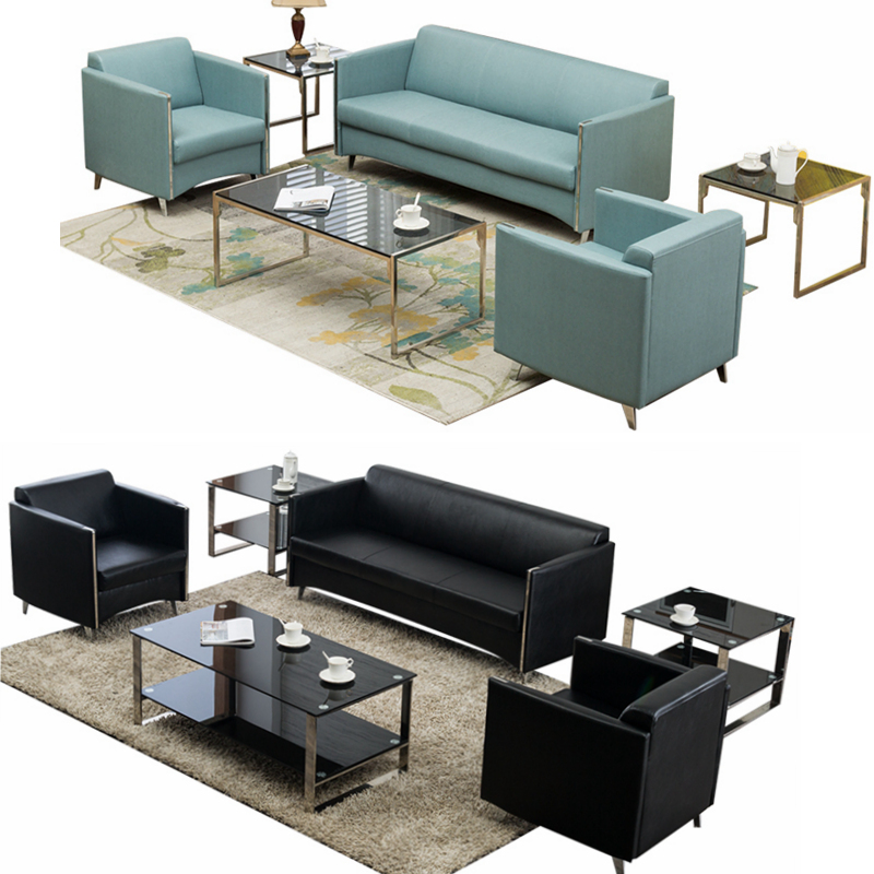 易企采 三人接待西皮沙发1760*750*750mm 办公沙发新中式实木沙发组合布艺沙发样板间售楼处洽谈轻奢家具支持定