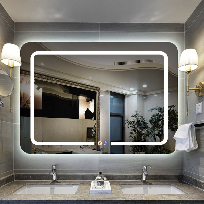 带时间带灯光发光卫浴灯镜洗手间壁挂梳妆化妆镜子洗澡间厕所防雾镜子