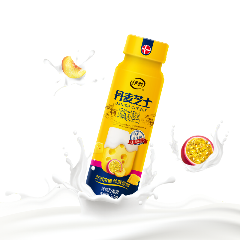 伊利丹麦芝士风味发酵乳黄桃百香果215g