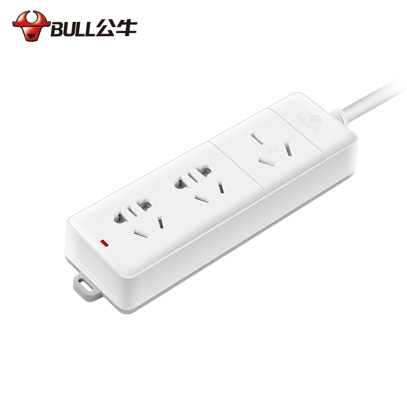 BULL公牛空调16A安电源插座转换器大功率4000w/1.8/3/5米接线板插排插线板 405D 1.8米