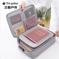 三极户外 Tri-polar TP1959 家用证件收纳包牛津布多功能三层大容量档案文件护照卡包整理袋