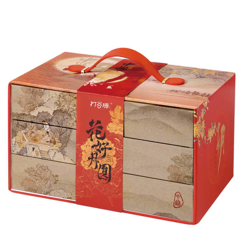 打谷塬花好月圆月饼礼盒(18饼12味)1000g/盒高清大图