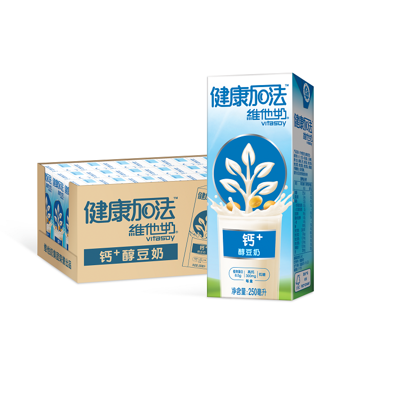 维他奶 (Vitasoy) 健康加法钙+醇豆奶饮料250ml*12盒