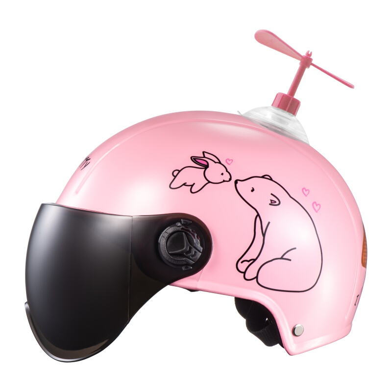久量摩托车骑士装备适用于摩托车电动车头盔夏季轻便式电动车头盔半盔头灰男女士电瓶车可爱四季帽 哈雷 粉熊 竹蜻蜓 价格图片品牌报价 苏宁易购鹏博月汽车用品专营店