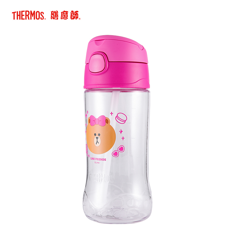 膳魔师(Thermos)纯色系Tritan塑料杯F4011T吸管杯 450ML家用/旅行/通用可爱卡通吸管杯 LF001
