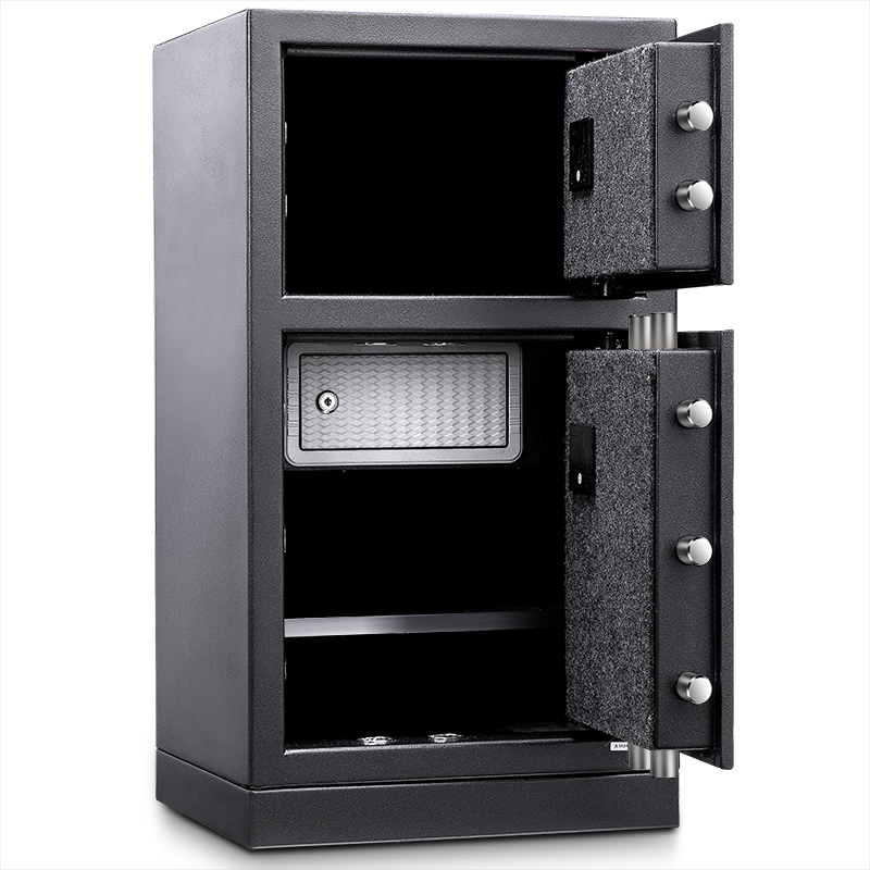 得力(deli)3657A电子密码保管箱 银灰 高80cm 双开门 办公家用防盗小型隐形保管柜 入墙床头柜保险保管箱柜