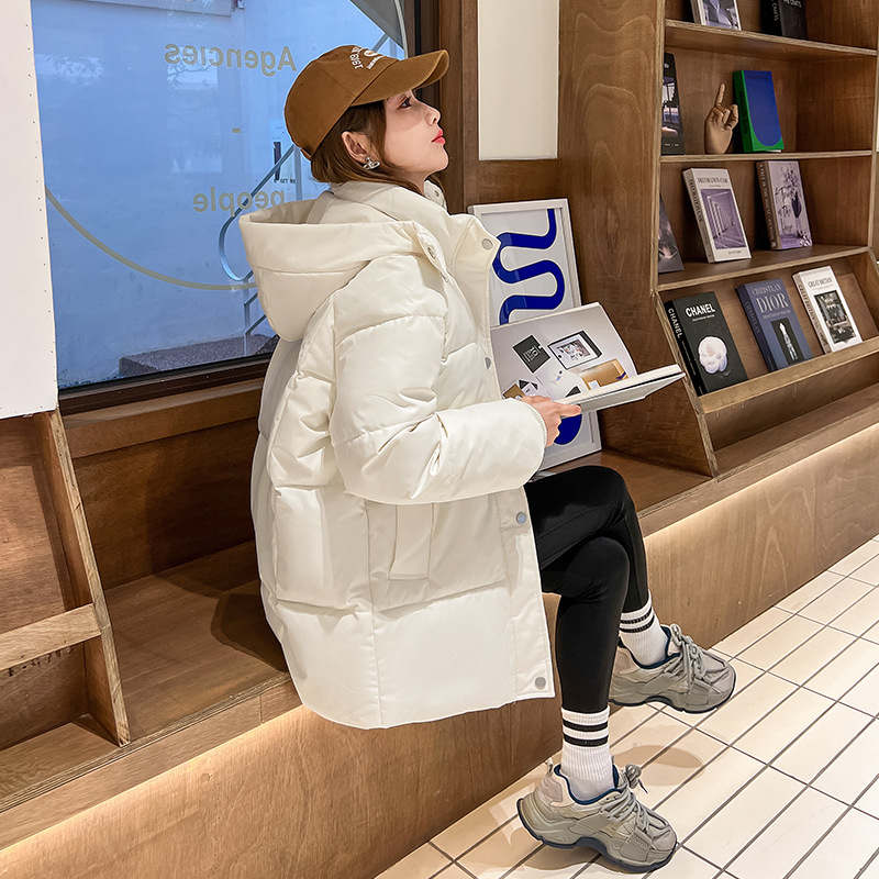 韩系百搭时尚面包服棉衣女小个子2023年冬季新款加厚连帽棉袄高清大图