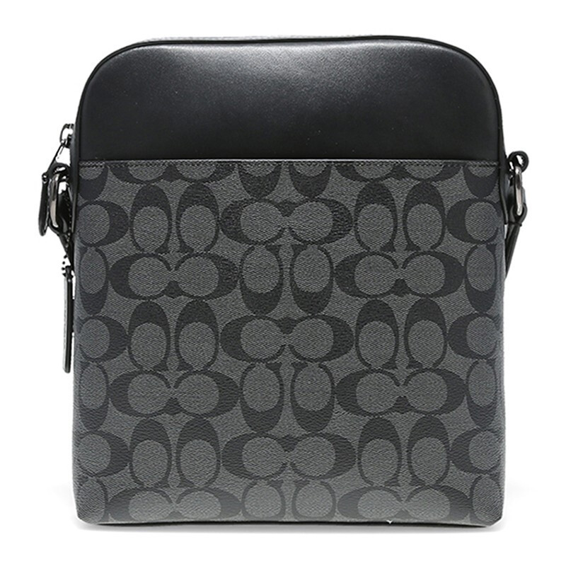 原装进口蔻驰coach男士小号单肩斜挎包黑色pvc配皮4010qbmi5黑色