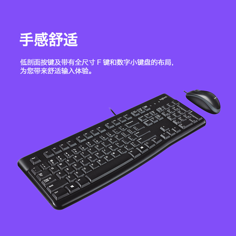 [自营官方旗舰店]罗技MK120 键鼠套装 有线键鼠套装 办公键鼠套装 电脑键盘 笔记本键盘 联想全尺寸 黑色高清大图