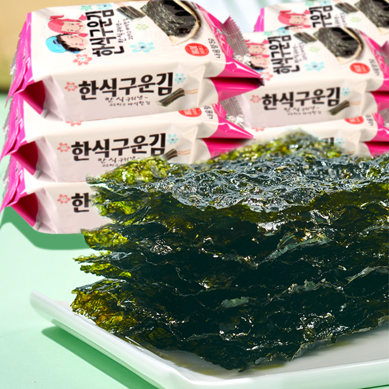 ZEK韩国进口葡萄籽油烤海苔4袋装 12g*3包/袋 紫菜寿司可用儿童辅食海味休闲零食高清大图