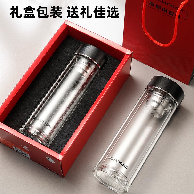 富光(FGA) 正泰双层玻璃杯 大容量商务茶水分离泡茶杯双层耐热 G2061-SH-400 jh图片