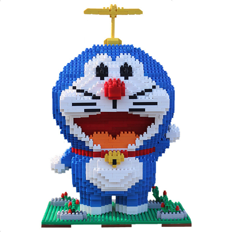 兼容乐高哆啦a梦机器猫钻石微颗粒拼装积木玩具益智减压礼物拼图 蓝