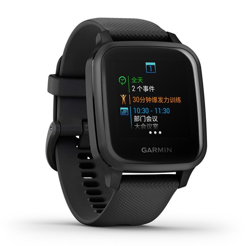 Garmin 佳明venu sq运动潮流智能手表触控健身热量脉搏血氧饱和度检测跑步心率腕表 音乐版 暗夜黑