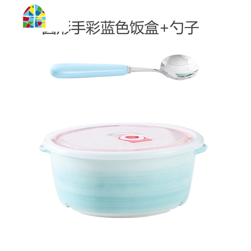 陶瓷饭盒带盖分隔保鲜密封日式便当盒微波炉加热专用分格碗上班族 FENGHOU保鲜盒保鲜盒高清大图