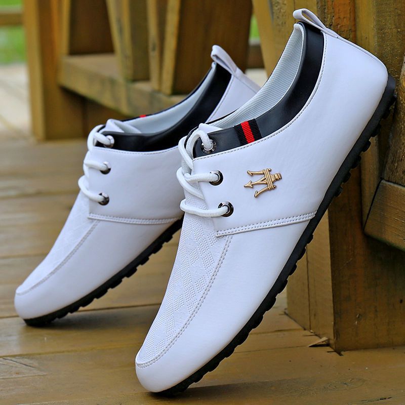 男款小皮鞋春季透气小白鞋男士休闲鞋韩版豆豆鞋潮流鞋子男555白色39