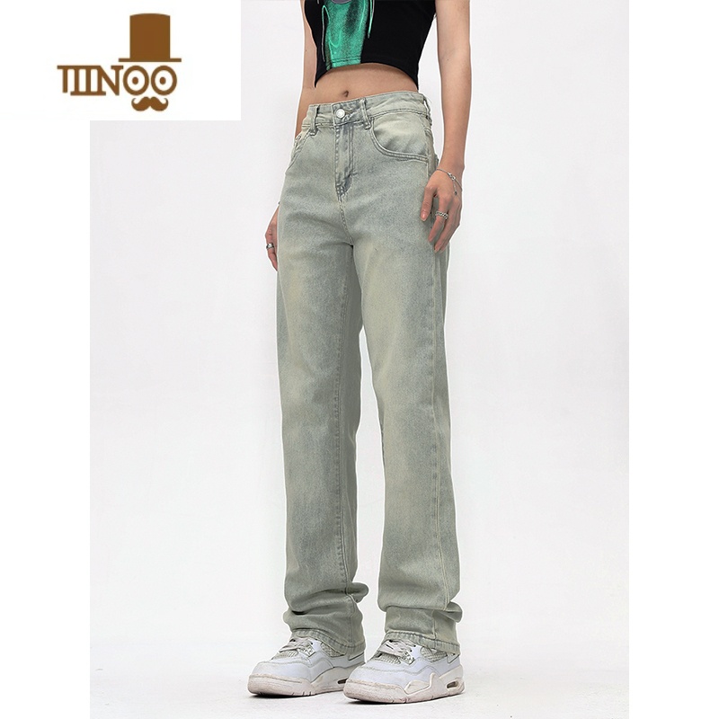 YANXUYOOTDS水洗做旧黄泥染牛仔长裤子男女vibe风百搭休闲基础款直筒裤高清大图