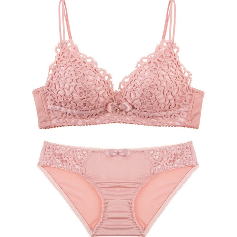 内衣内裤套装女薄款性感刺绣蕾丝小胸聚拢文胸夏季