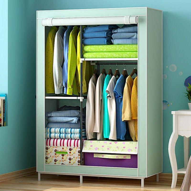 布衣柜叠加简易布艺布衣橱钢管加粗加固宿舍单人衣柜组装小号衣柜支架
