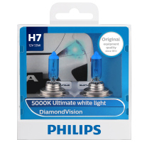 飞利浦(PHILIPS)蓝钻之光H7升级型汽车灯泡近光灯远光灯卤素灯2支装 色温5000K