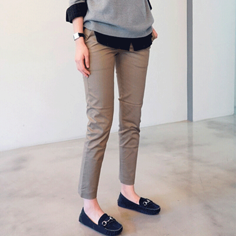 夏天薄款卡其色裤子直筒休闲裤女九分裤新款女裤西装裤职业工装裤黑色