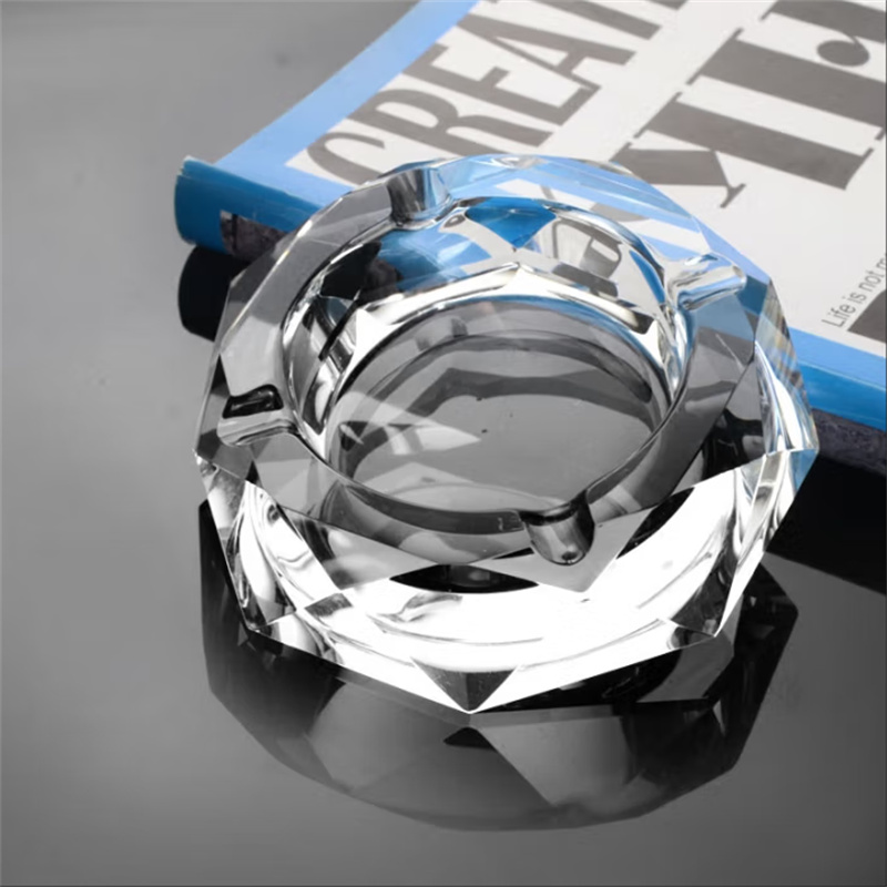 费纳斯水晶玻璃烟灰缸家用精致烟灰缸创意时尚简约客房酒店客厅小烟盅 玻璃小号