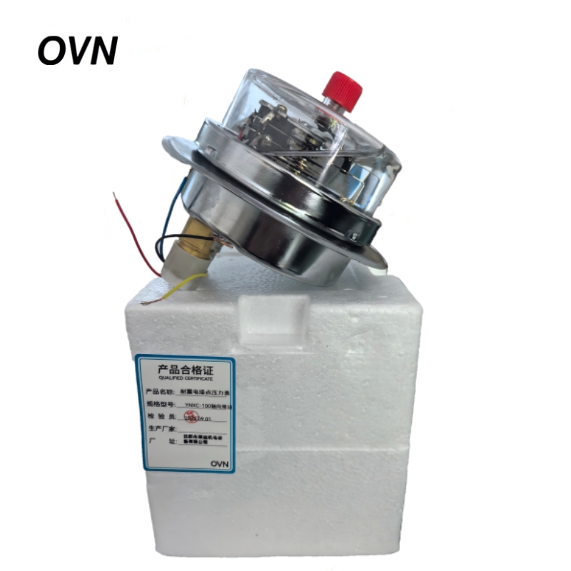 OVN 耐震电接点压力表 YNXC-100轴向带边 块高清大图