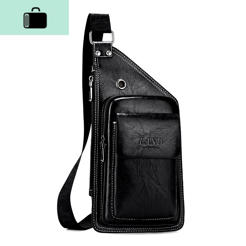 男士胸包2020新款潮男款包包休闲单肩包斜挎包男肩包挎包斜跨背包NEW LAKE 黑色