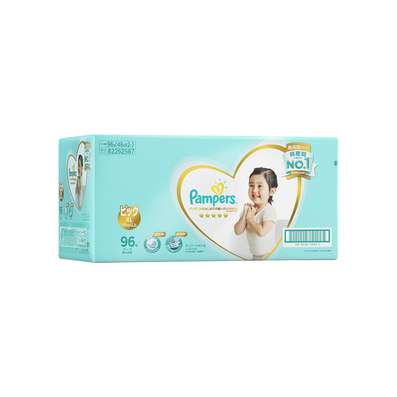 Pampers帮宝适一级帮纸尿裤加大码XL96片/箱 空气纸尿裤婴儿透气尿不湿