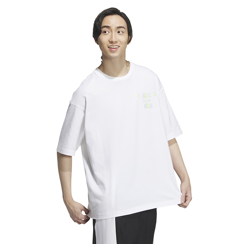 adidas neo Vibe Collective Tee 字母印花宽松运动短袖T恤 白色 IA6736