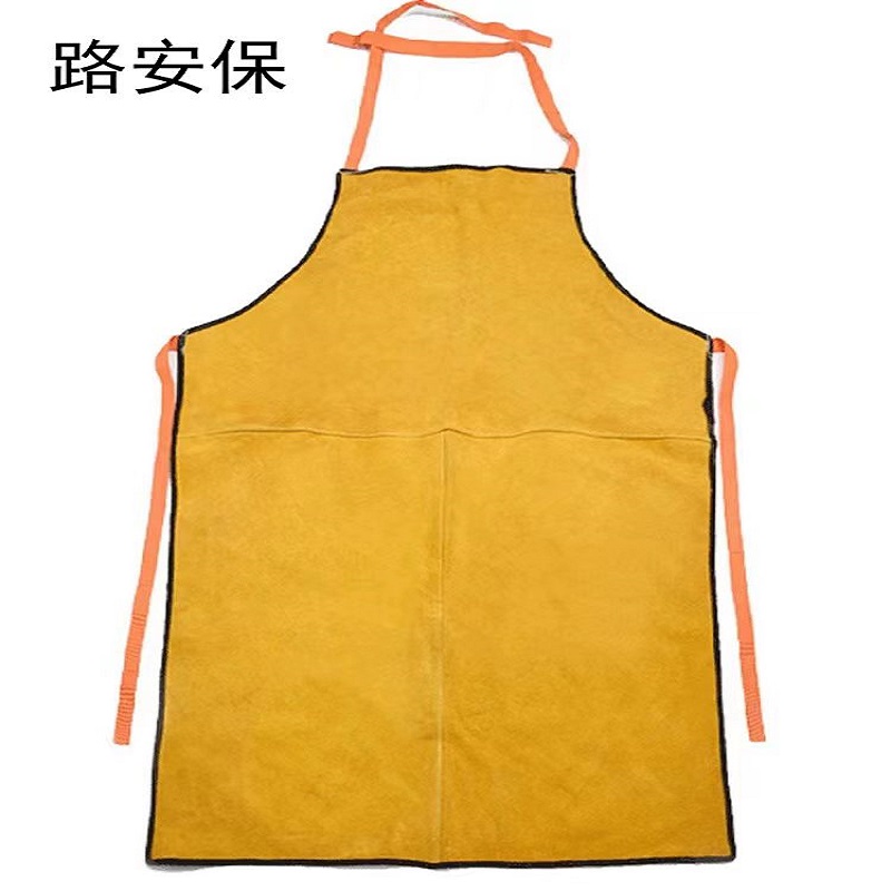 路安保牛皮电焊围裙防火花飞溅隔热防烫条高清大图