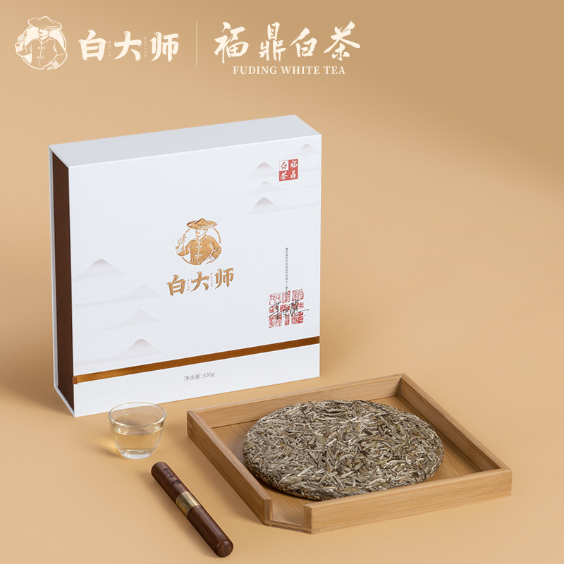 白大师纸质盒·经典白毫银针茶饼 带礼盒300g/饼高清大图